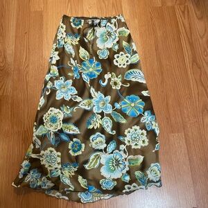 Floral Brown and Blue Women's Skirt